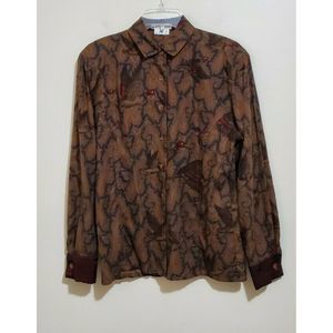 Vintage J Tiktiner Paisley Duck Print Blouse Shirt
